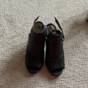 Black open toed booties